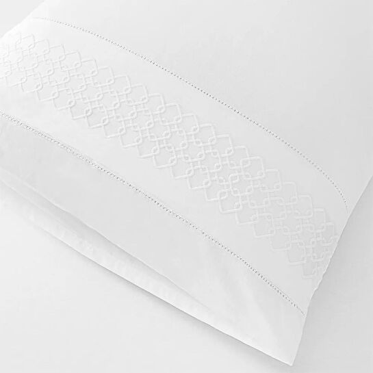 Penelope %100 Pamuk Percale Nevresim Seti 200x220 Cm Beyaz - Juana Serisi