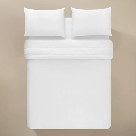 Penelope %100 Pamuk 200 Tc Nevresim Takımı 260x240 Cm Beyaz - Vera Serisi