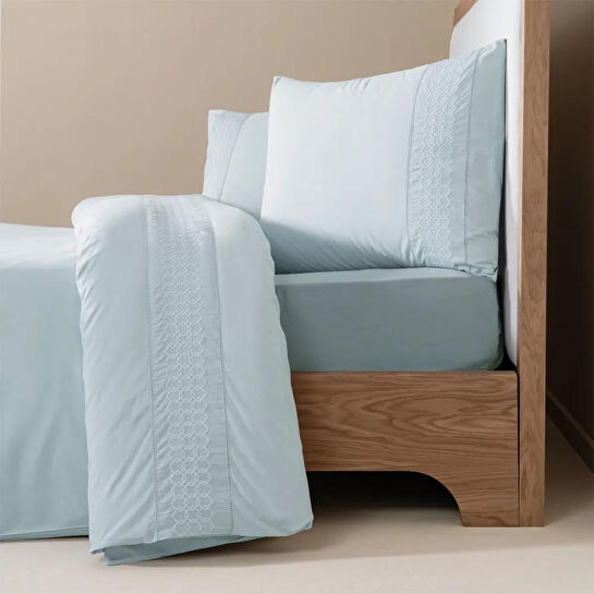 Penelope %100 Pamuk Percale Nevresim Seti 260x240 Cm Mavi - Juana Serisi