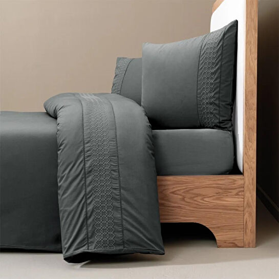 Penelope %100 Pamuk Percale Nevresim Seti 240x220 Cm Antrasit - Juana Serisi