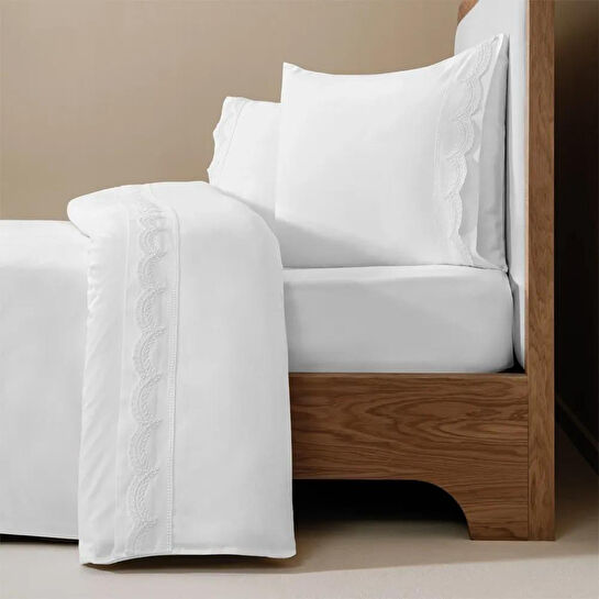 Penelope %100 Pamuk 200 Tc Nevresim Takımı 260x240 Cm Beyaz - Alba Serisi