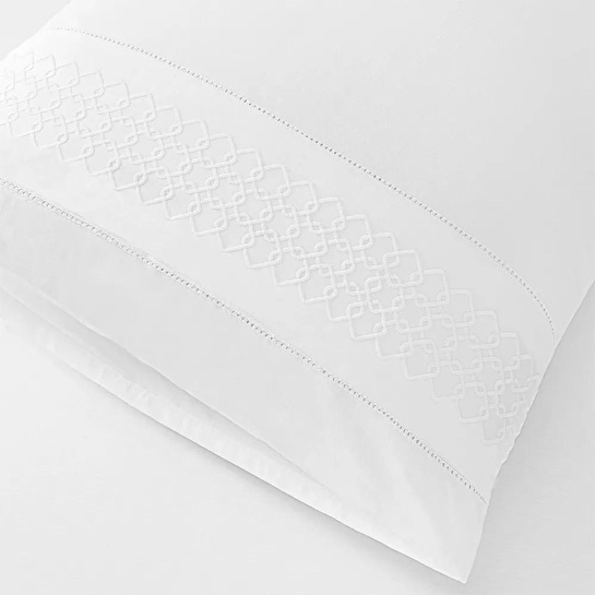 Penelope %100 Pamuk Percale Nevresim Seti 260x240 Cm Beyaz - Juana Serisi
