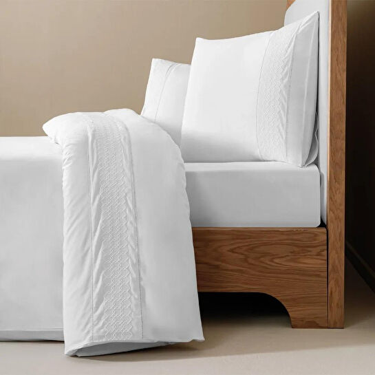 Penelope %100 Pamuk Percale Nevresim Seti 240x220 Cm Beyaz - Juana Serisi