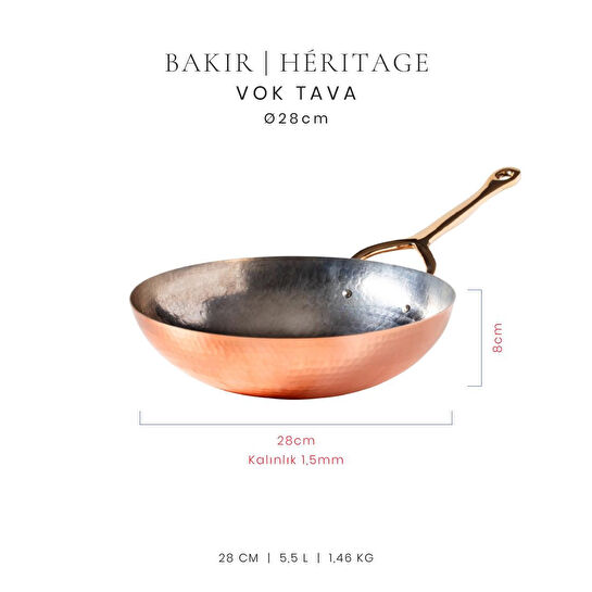 Voeux Héritage Koleksiyonu Bakır Vok Tava 28 cm