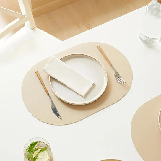 Home Wave 2'li Bej/taş Renk Suni Deri Amerikan Servis 45 X 30 Cm