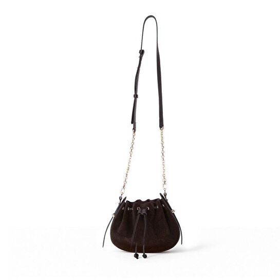 Bloominbag Haze Soft Süet Kahverengi Büzgülü Kadın Omuz Çantası – Umber Brown Drawstring Bag