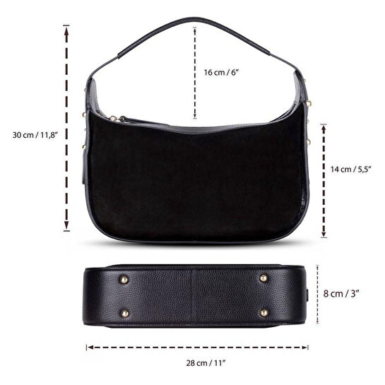 Bloominbag Arden Noir Süet & Hakiki Deri Kadın Omuz Çantası – Premium Kadın Tote Bag