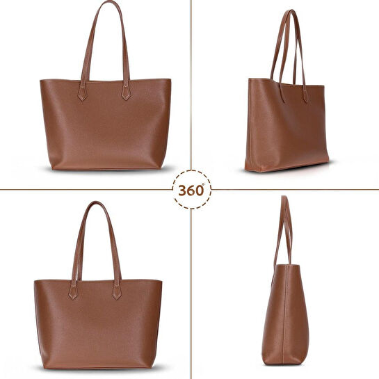 Bloominbag Terra Taba Hakiki Deri Kadın Omuz Çantası – Sahara Tan Terra Structured Leather Tote