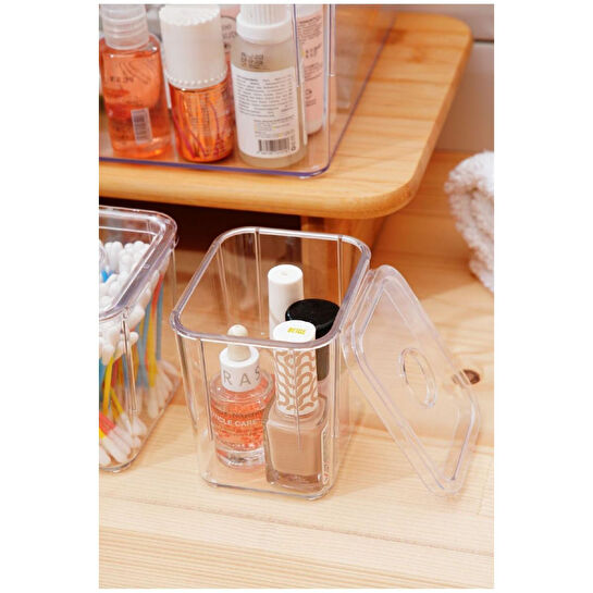 Vienev 5'li Kapaklı Saklama Kabı Seti Çok Amaçlı Saklama Kutusu Beyaz