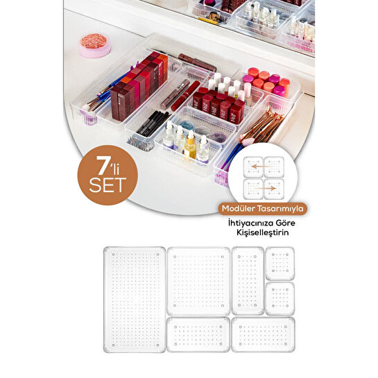 Vienev 7'li Çekmece Içi - Dolap Içi Banyo Makyaj Takı Düzenleyici Organizer