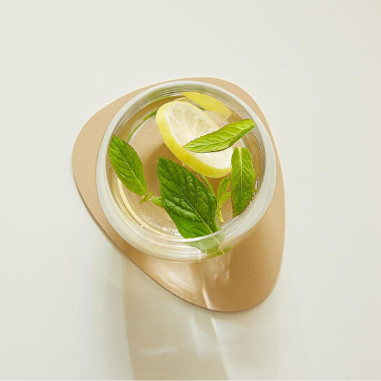 Home Wave 4'lü Bej/taş Renk Suni Deri Bardak Altlığı 13 X 11.5 Cm