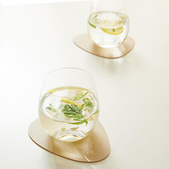 Home Wave 4'lü Bej/taş Renk Suni Deri Bardak Altlığı 13 X 11.5 Cm