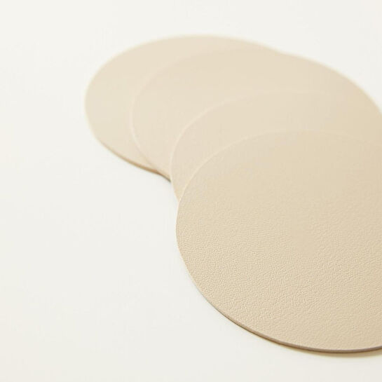 Home Wave 4'lü Bej/taş Renk Suni Deri Bardak Altlığı Ø 10 Cm