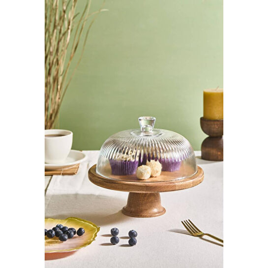 Lora Bianca Eterna 22 Cm Cam Fanuslu Ayaklı Kek Kurabiye Pasta Standı Şeffaf