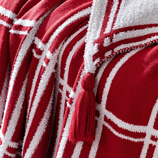 Penelope Triko Tv Battaniyesi Throw Kırmızı Koltuk Şalı - Bruma Serisi