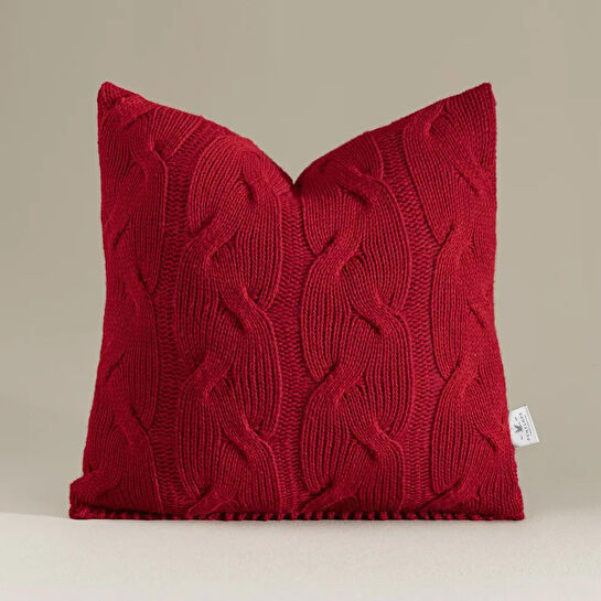 Penelope Triko Kırlent Kılıfı Kırmızı 45x45 Cm - Cabella Serisi