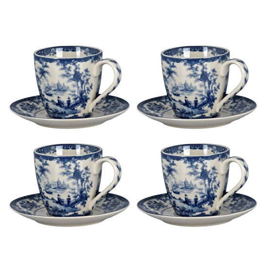 Lucky Art Florantine 4lu Kahve Fincani Seti Mavi