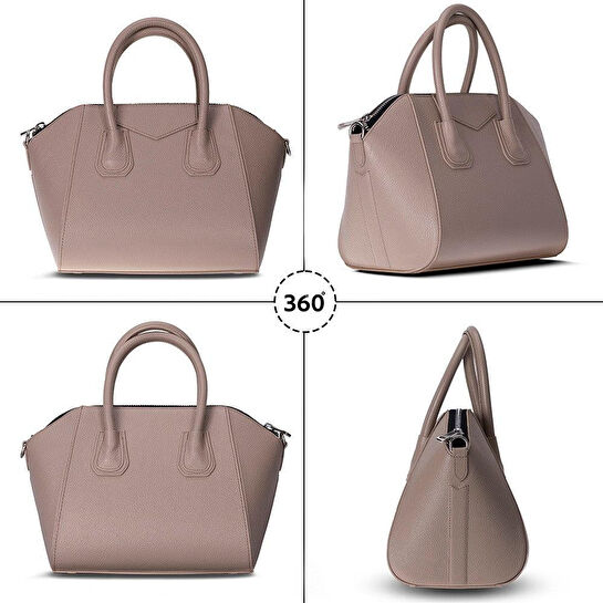 Bloominbag Aria Mink Taupe Medium Hakiki Deri Kadın El & Omuz Çantası