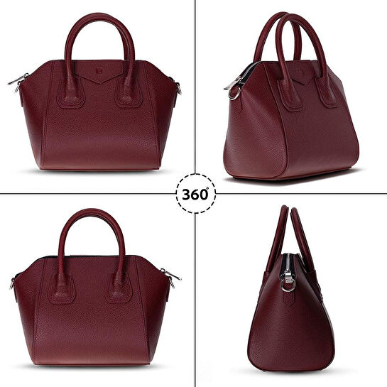 Bloominbag Aria Bordeaux Velvet Small Hakiki Deri Kadın El & Omuz Çantası
