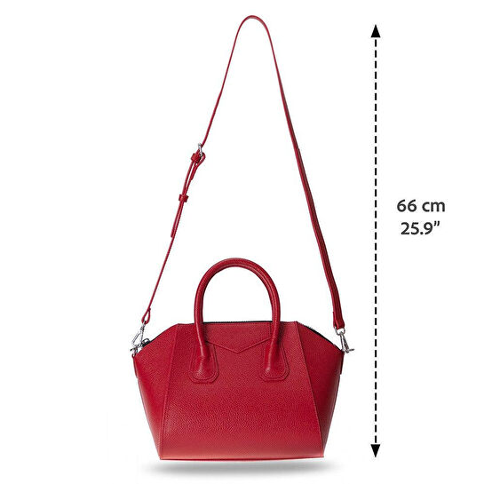 Bloominbag Aria Crimson Rouge Medium Hakiki Deri Kadın El & Omuz Çantası