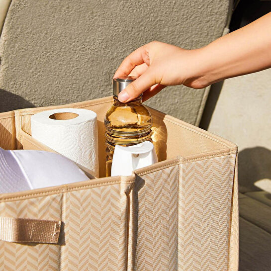 Ocean Home Textile Araç İçi Bej Balıksırtı Bagaj Düzenleyici 31 X 36 X 27 Cm