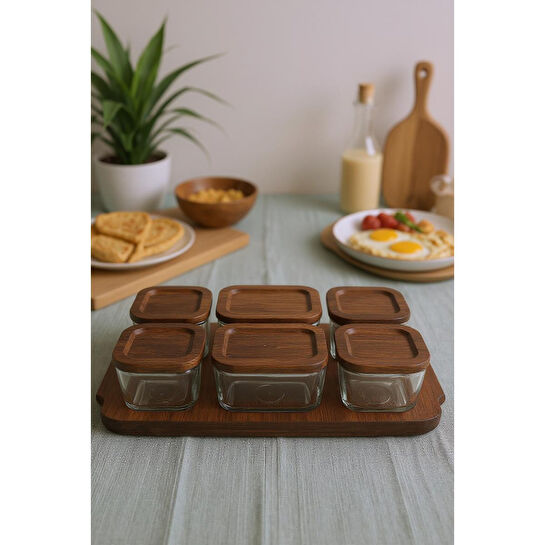 Bambum Nero - Enzo - 13 Parça Cam Kahvaltılık Kahvaltı Seti Kahvaltı Takımı