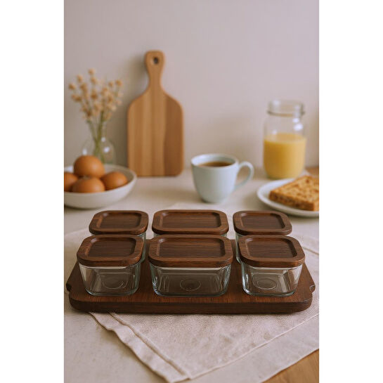 Bambum Nero - Enzo - 13 Parça Cam Kahvaltılık Kahvaltı Seti Kahvaltı Takımı