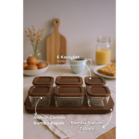 Bambum Nero - Enzo - 13 Parça Cam Kahvaltılık Kahvaltı Seti Kahvaltı Takımı