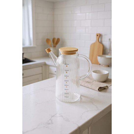 Bambum Hydro Bambu Kapaklı Cam Sürahi 900ml