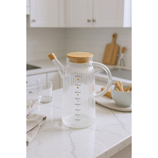 Bambum Hydro Bambu Kapaklı Cam Sürahi 900ml