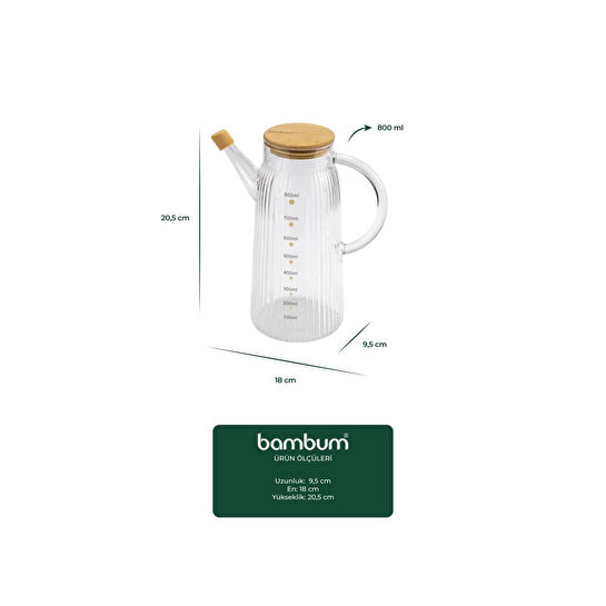 Bambum Hydro Bambu Kapaklı Cam Sürahi 900ml