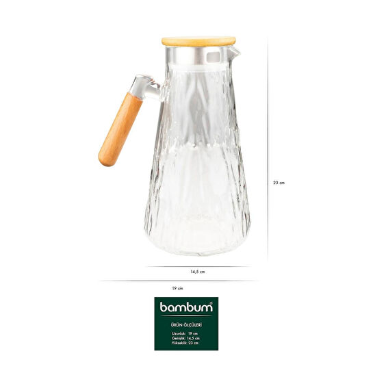 Bambum Buzul Bambu Kapaklı Cam Sürahi