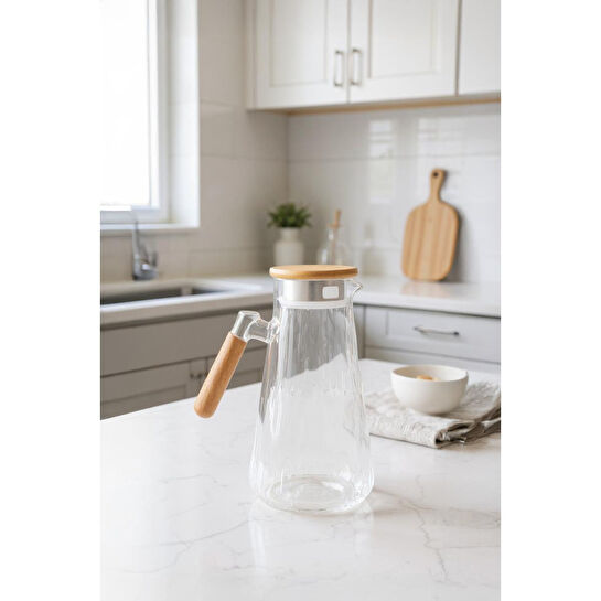 Bambum Buzul Bambu Kapaklı Cam Sürahi