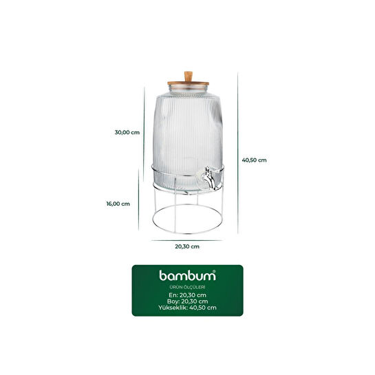 Bambum Flow Akasya Kapaklı Cam Sebil 6l