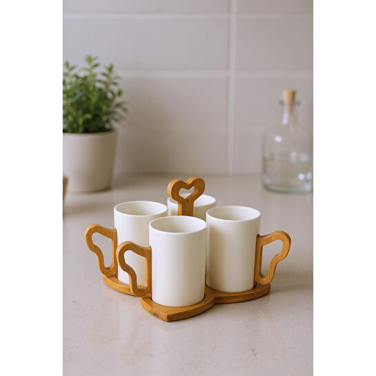 Bambum Fugu Bambu Standlı 4'lü Kupa Seti