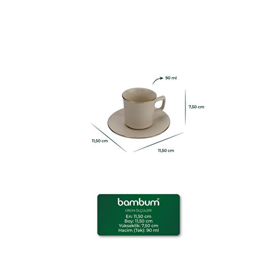 Bambum Melsa 6 Kişilik Kahve Fincan Takımı Altın