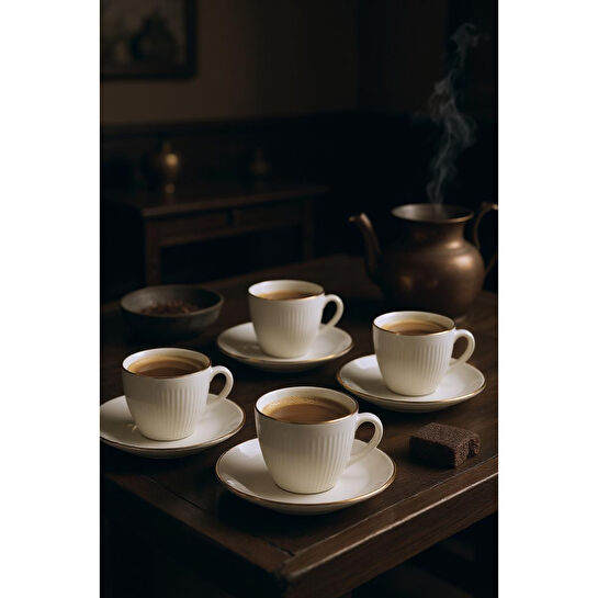 Bambum Vergil 6 Kişilik Kahve Fincan Takımı Altın