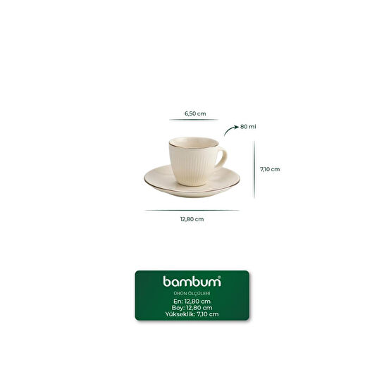 Bambum Vergil 6 Kişilik Kahve Fincan Takımı Altın