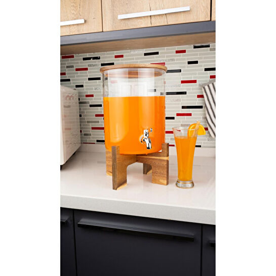 Bambum Fonte Akasya Kapak Ve Standlı Cam Sebil 6.5l