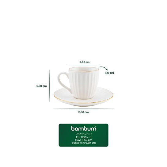 Bambum Karizma 6 Kişilik Kahve Fincan Takımı Gold