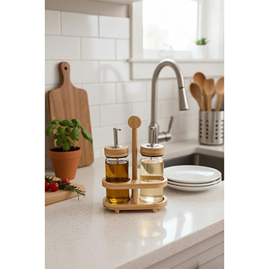 Bambum Mima Bambu Standlı 2'li Yağdanlık Küçük