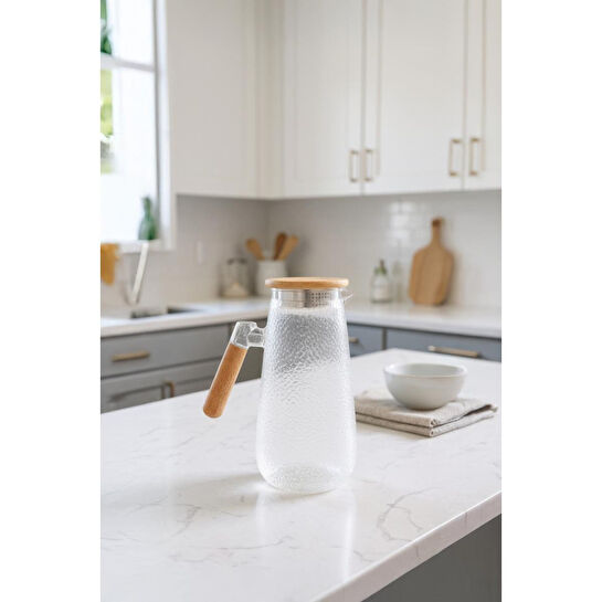 Bambum Polka Bambu Kapaklı Cam Sürahi