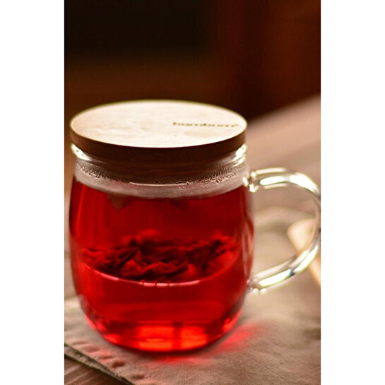 Bambum Dani Bambu Kapaklı Cam Kupa 350 Ml