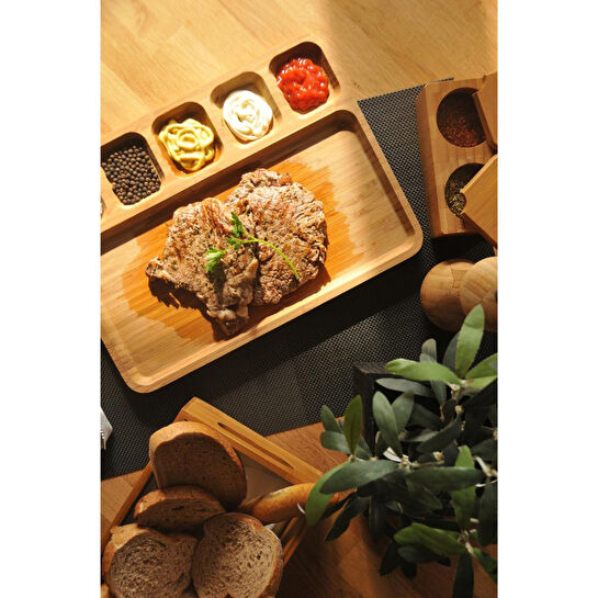 Bambum Carlin 6 Bölmeli Sunum Tabağı Bambu Servis Tabağı