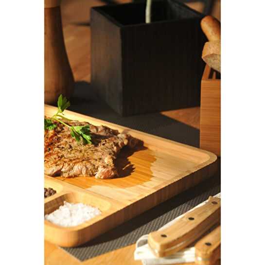 Bambum Carlin 6 Bölmeli Sunum Tabağı Bambu Servis Tabağı