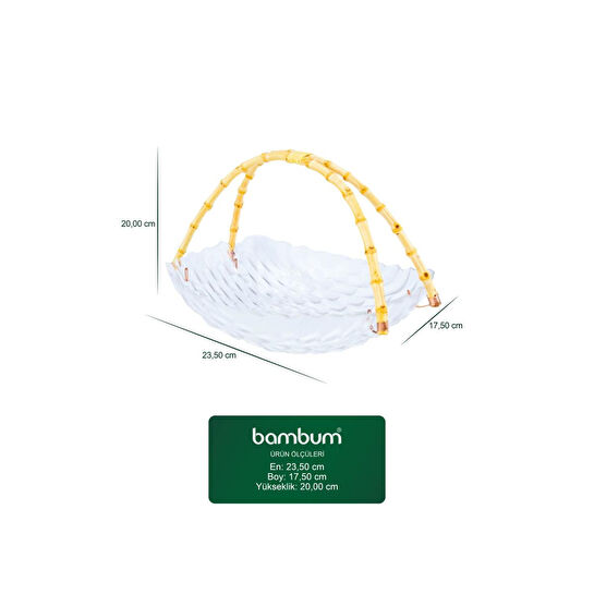 Bambum Cestino Bambu Kulplu Cam Dikdörtgen Sunum Tabağı Kabartmalı Desen