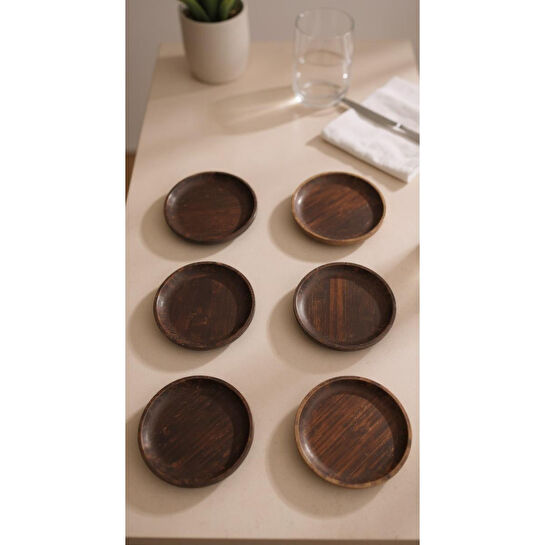 Bambum Nero Emmy - 6'lı Yuvarlak Tabak 16 Cm