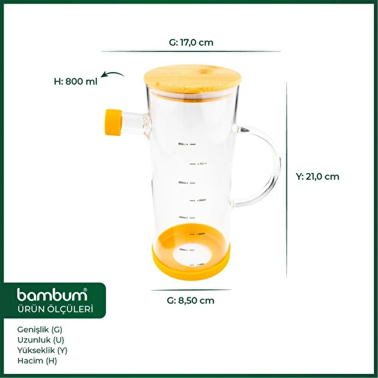 Bambum Gepetto - Bambu Kapaklı Yağdanlık 800ml