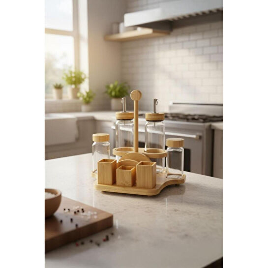 Bambum Mima - Peçetelik Ve Baharatlıklı 2'li Yağdanlık Büyük