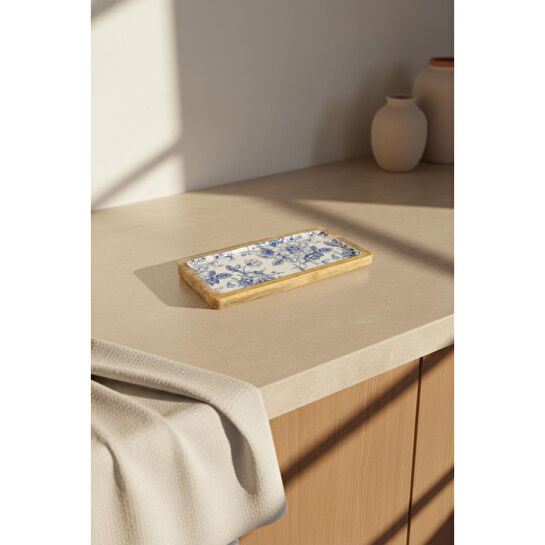 Bambum Gura Dikdörtgen Tepsi Gül Küçük